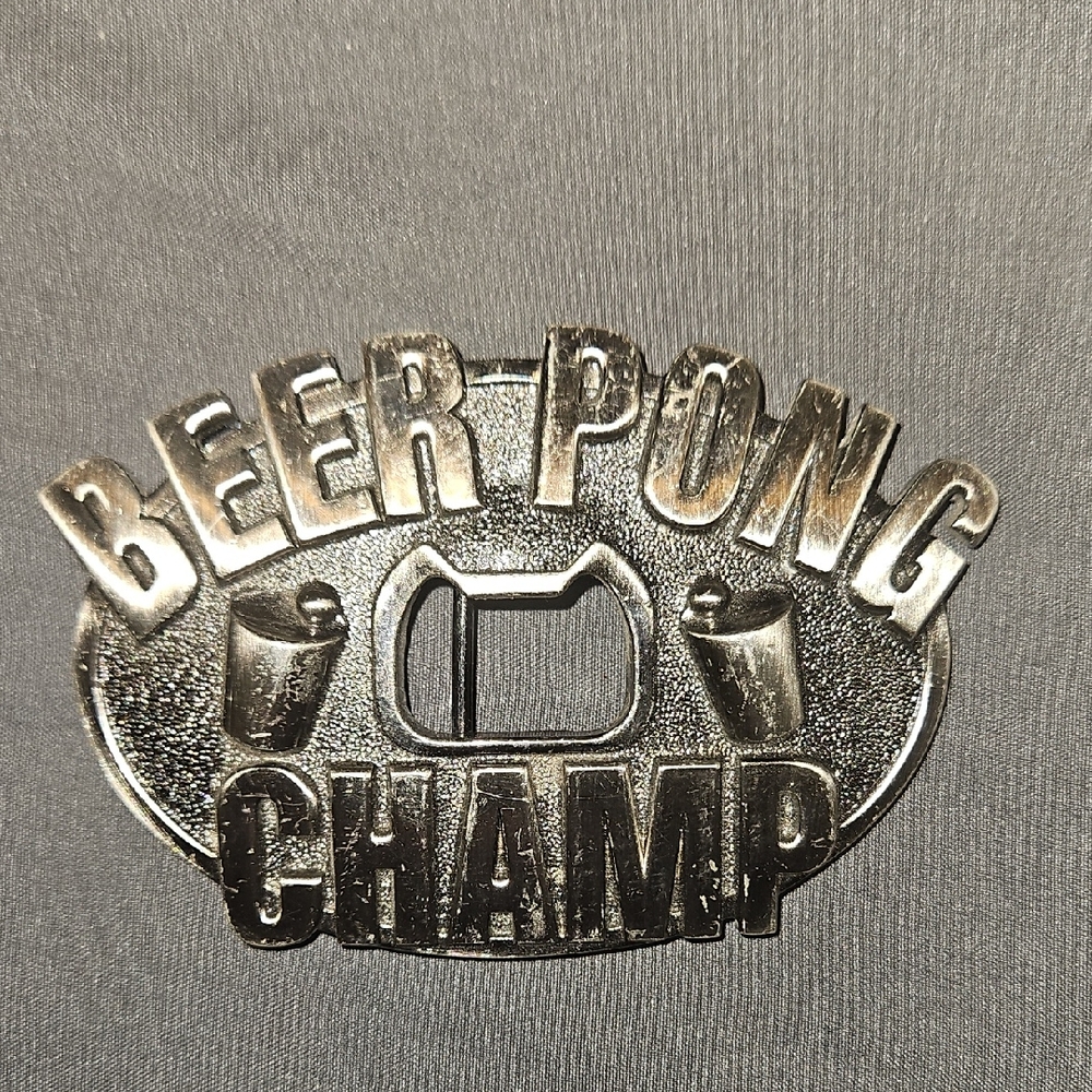 Beer Pong Champ Silver Belt Buckle